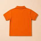 Pumpkin Orange Cotton Polo Shirt for Kids