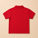 Hot Red Cotton Polo Shirt for Kids