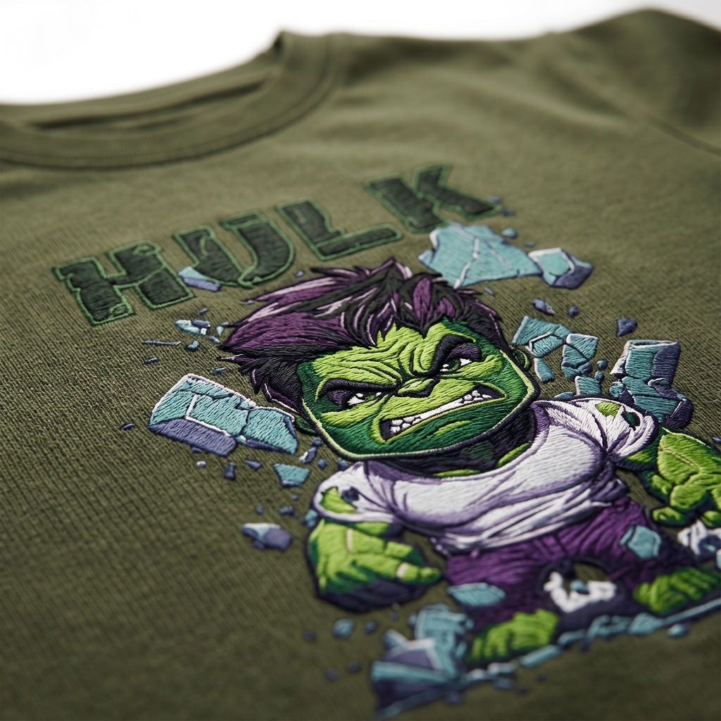 Hulk Olive Green Cotton T-Shirt for Kids