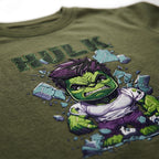 Hulk Olive Green Cotton T-Shirt for Kids