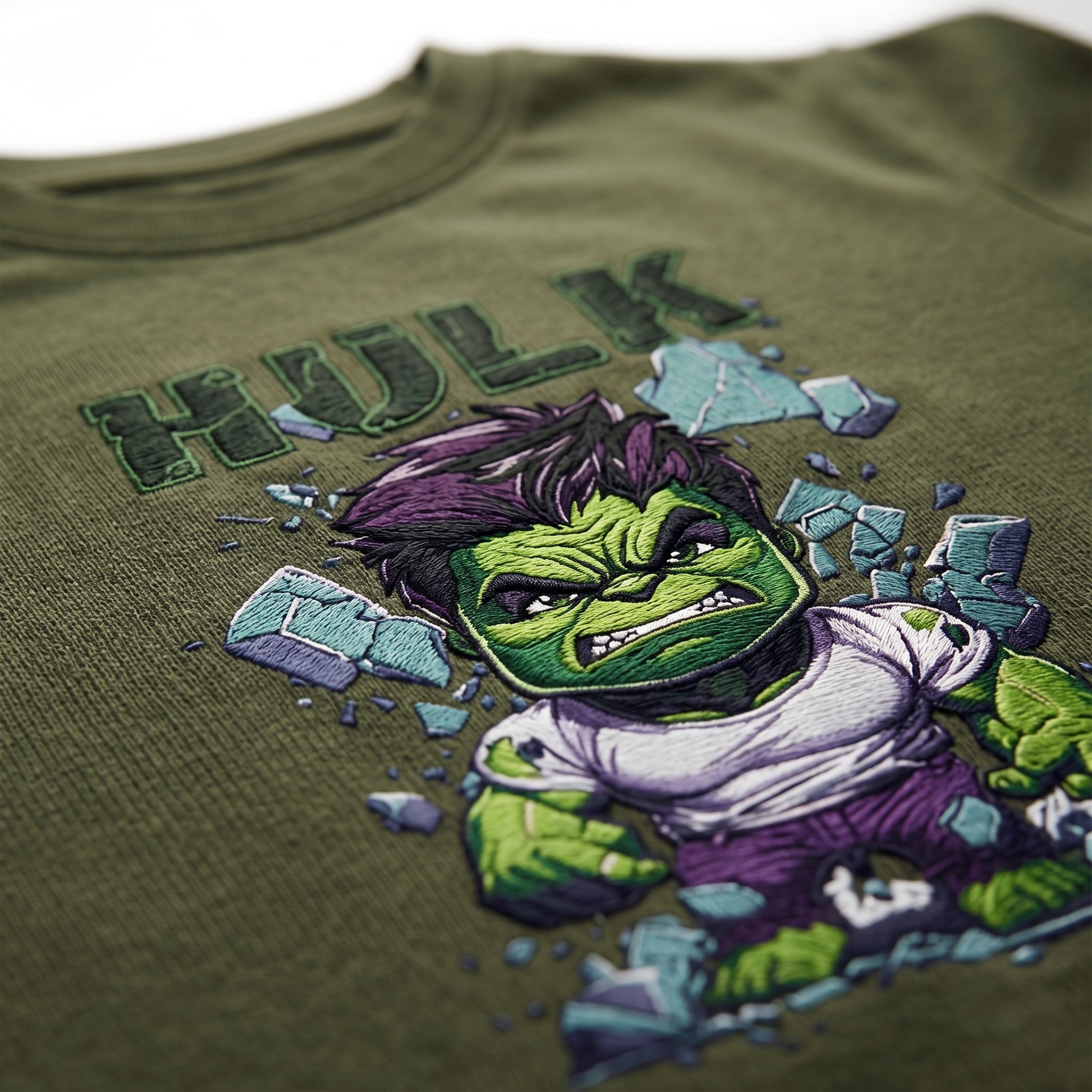Hulk Olive Green Cotton T-Shirt for Kids