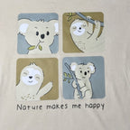 Nature Makes Me Happy Creamy Beige Graphic T-Shirt for Kids