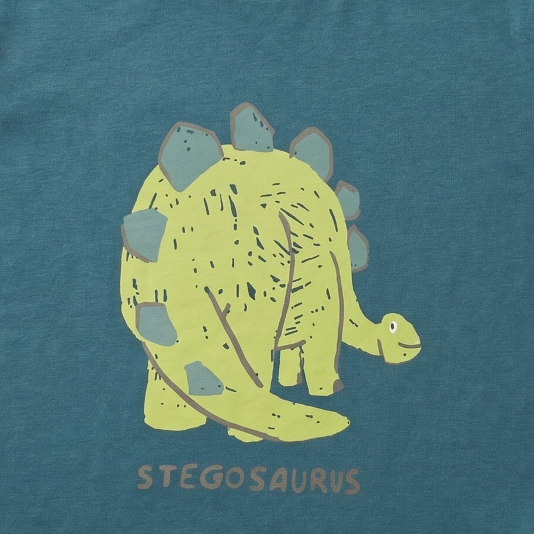 Stegosaurus Graphic Teal Blue Cotton T-Shirt for Kids