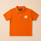 Pumpkin Orange Cotton Polo Shirt for Kids