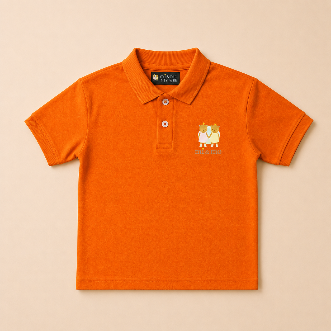 Pumpkin Orange Cotton Polo Shirt for Kids