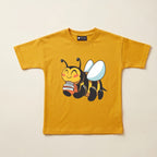The Learning Bee Tee Mustard Graphic Cotton T-Shirt for Kids