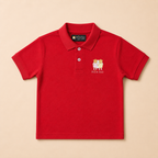 Hot Red Cotton Polo Shirt for Kids