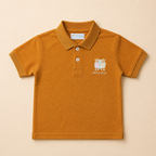 Dreamy Caramel Brown Cotton Polo Shirt for Kids