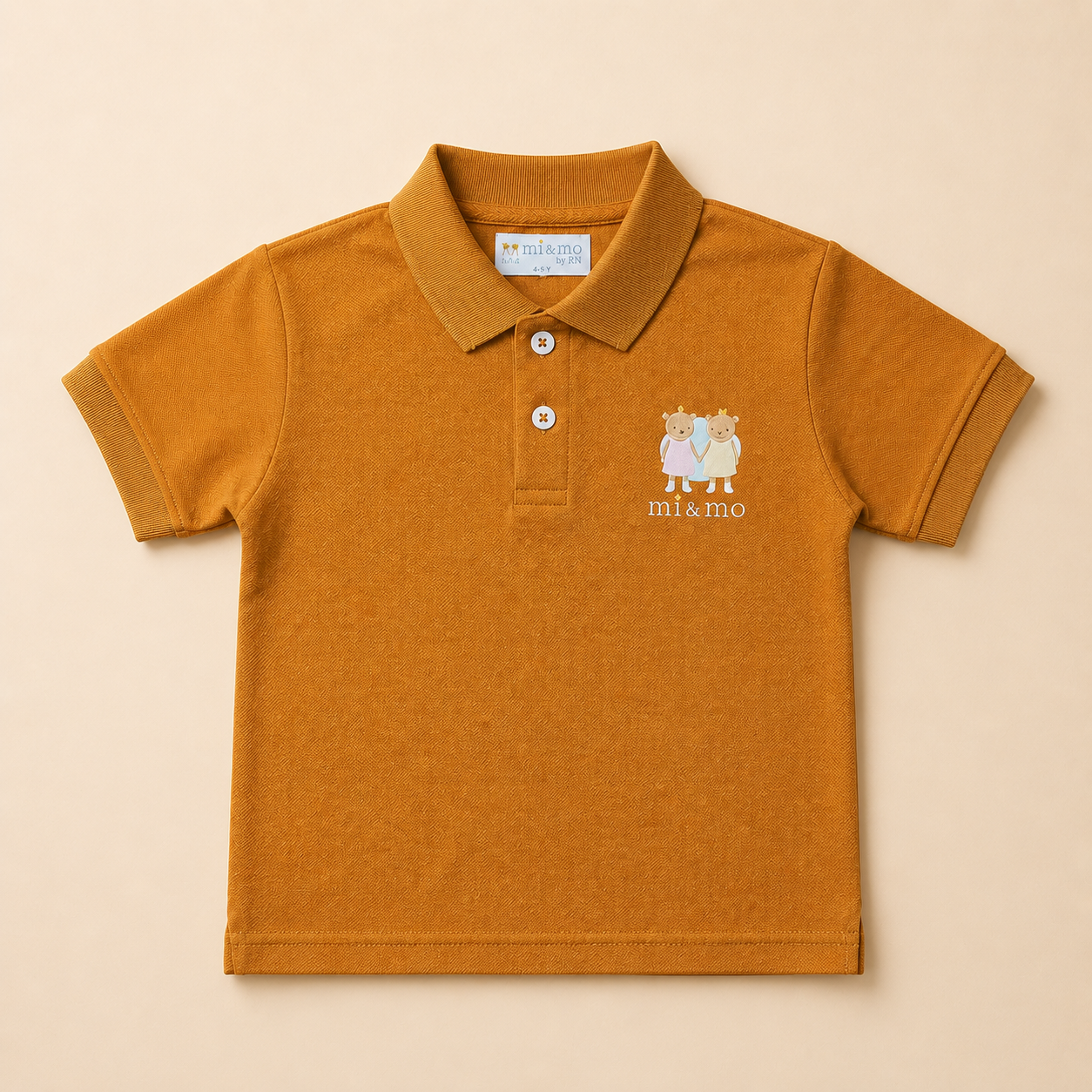 Dreamy Caramel Brown Cotton Polo Shirt for Kids