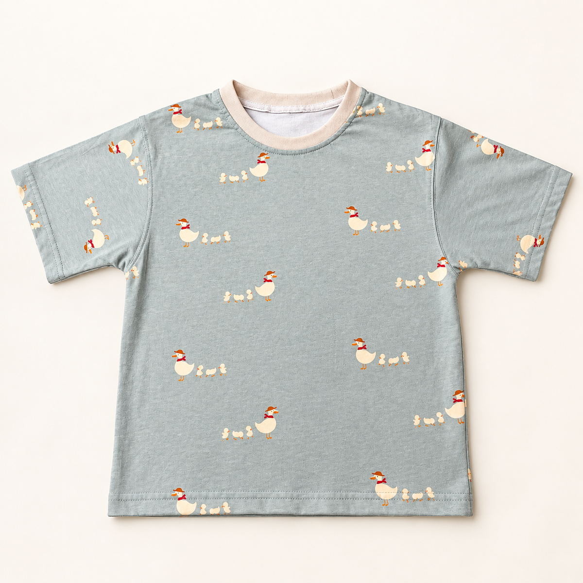 Duck Family Print Light Grey T-Shirt