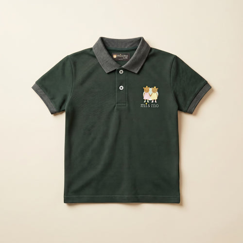 Deep Green Cotton Polo Shirt for Kids