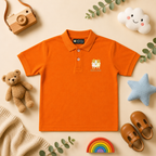 Pumpkin Orange Cotton Polo Shirt for Kids