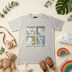 Nature Makes Me Happy Creamy Beige Graphic T-Shirt for Kids