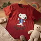 Maroon Peanut Cotton T-Shirt for Kids