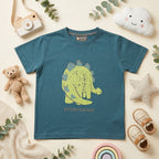 Stegosaurus Graphic Teal Blue Cotton T-Shirt for Kids