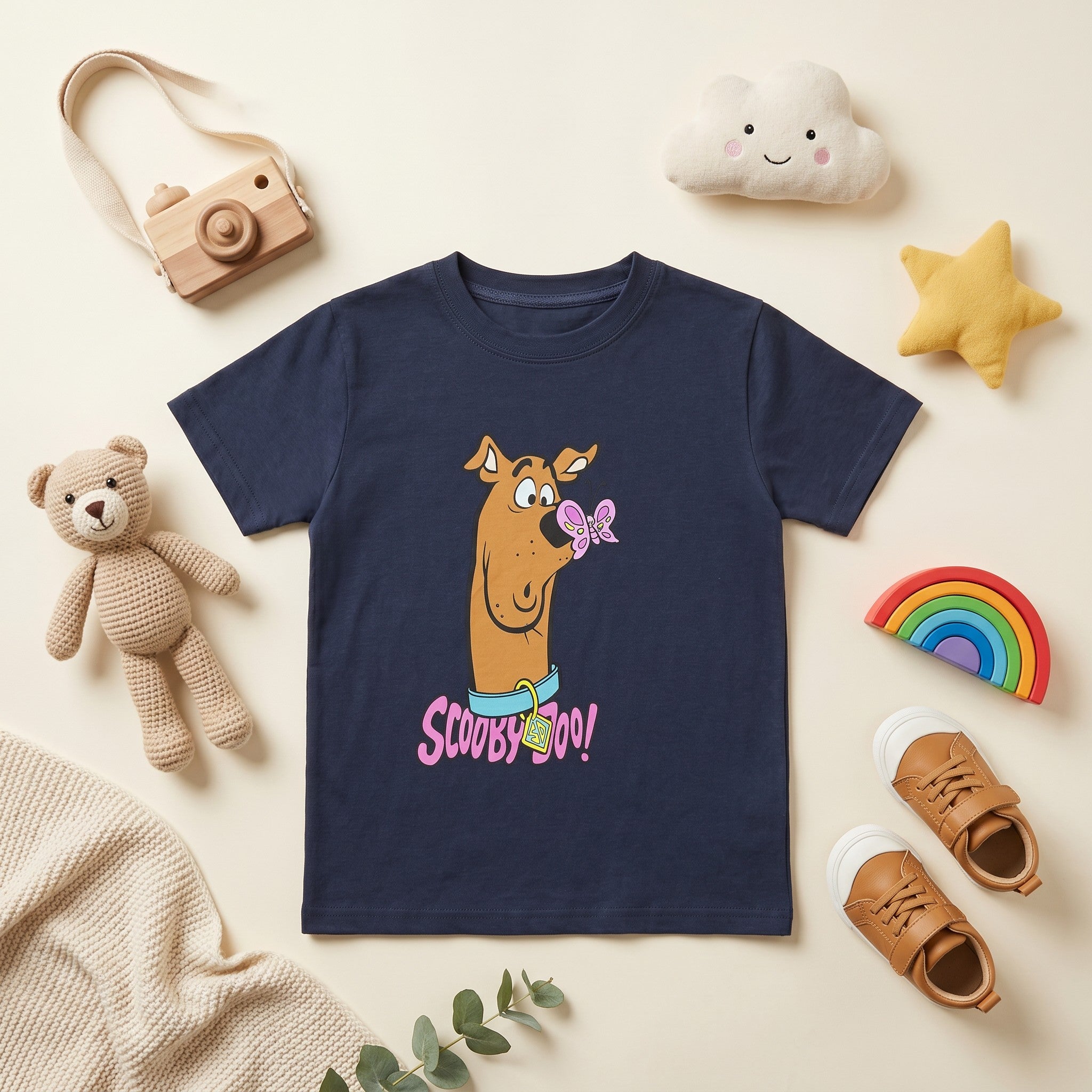 Scooby-Doo Navy Blue Graphic Cotton T-Shirt for Kids