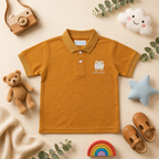 Dreamy Caramel Brown Cotton Polo Shirt for Kids
