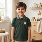 Deep Green Cotton Polo Shirt for Kids