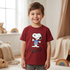 Maroon Peanut Cotton T-Shirt for Kids