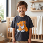 Black Lion Simba Graphic Black Cotton T-Shirt for Kids