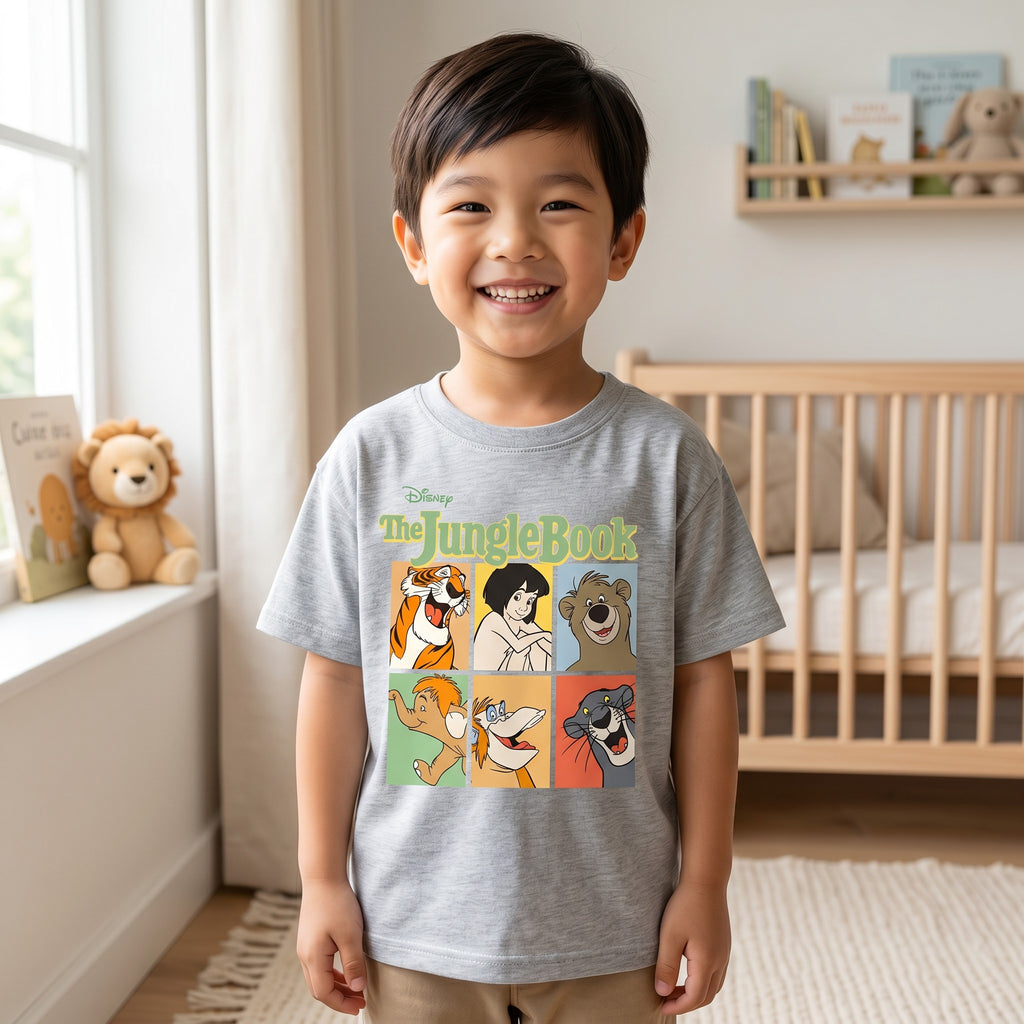 Heather Grey Jungle Book Graphic Cotton T-Shirt for Kids