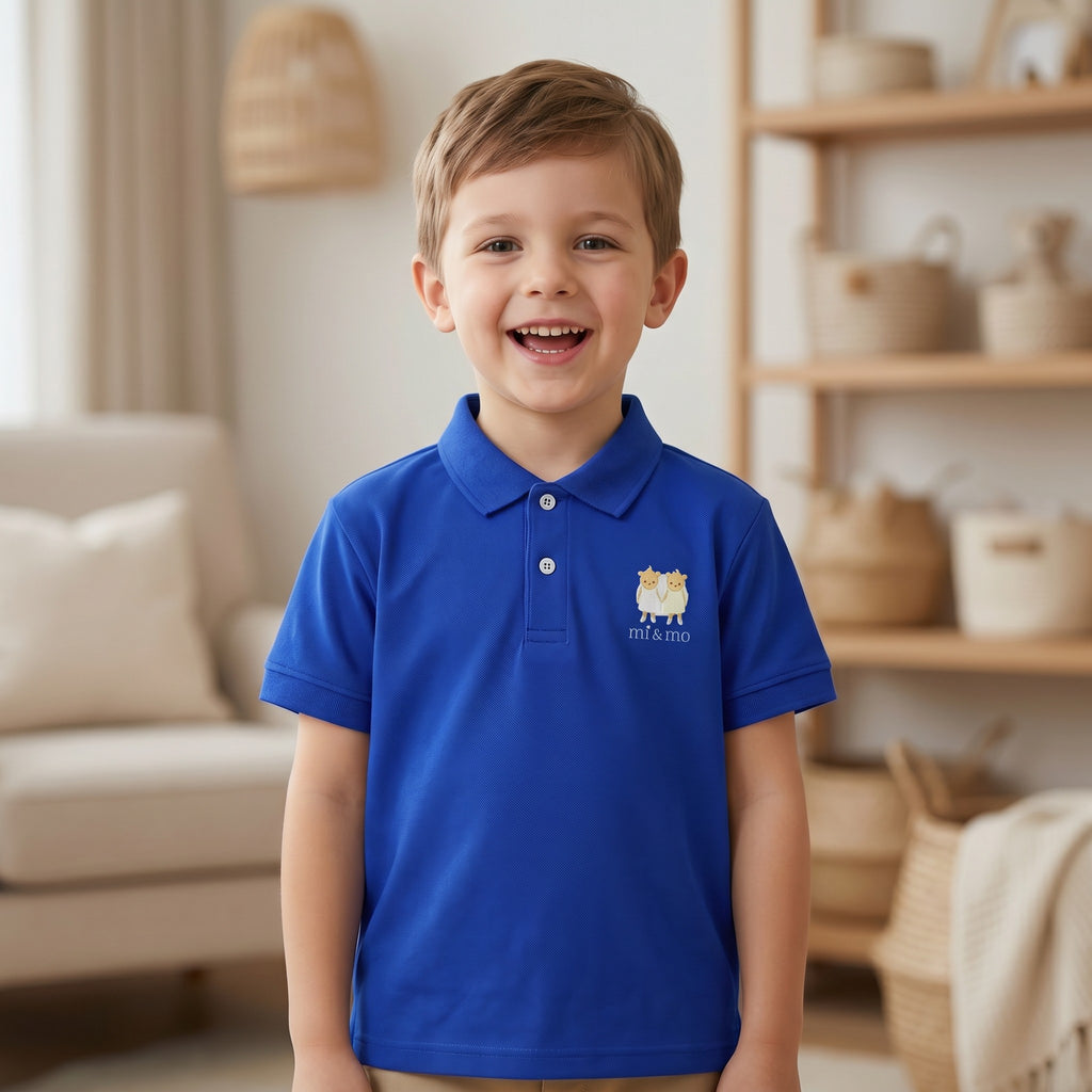 Tint Blue Cotton Polo Shirt for Kids