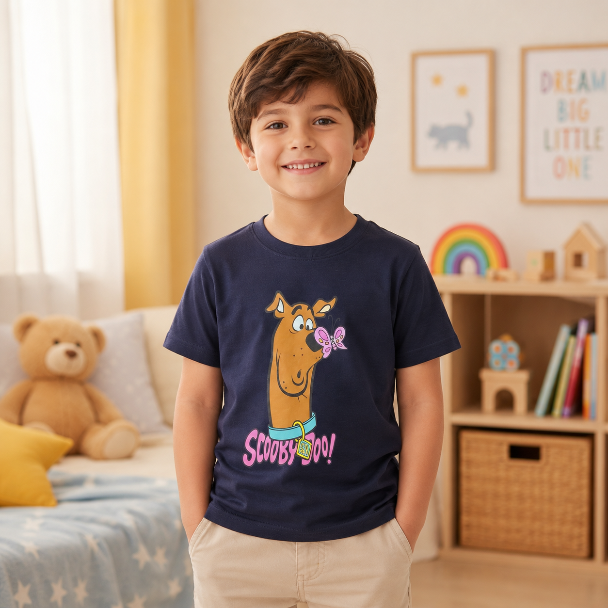 Scooby-Doo Navy Blue Graphic Cotton T-Shirt for Kids