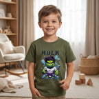Hulk Olive Green Cotton T-Shirt for Kids