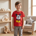 Mickey Mouse Red Graphic Cotton T-Shirt for Kids
