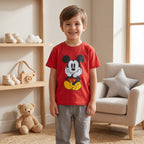 Mickey Mouse Red Graphic Cotton T-Shirt for Kids