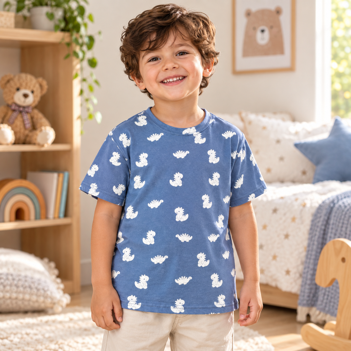 Dino Buddies Blue Graphic T-Shirt
