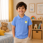 Powder Blue Cotton Polo Shirt for Kids