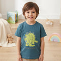 Stegosaurus Graphic Teal Blue Cotton T-Shirt for Kids