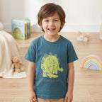 Stegosaurus Graphic Teal Blue Cotton T-Shirt for Kids